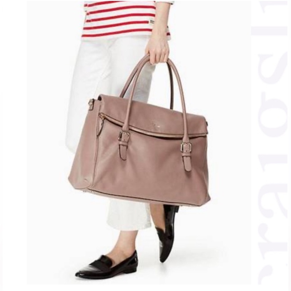 Kate Spade NY Brighton Park Pebble Travel Leslie PORCINI purple BROWN XL
